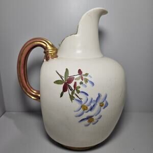 Antique Royal Worcester Blush Ivory Pitcher Flat Back Jug Pitcher 1800s England